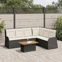 Set Divani da Giardino 5 pz con Cuscini Nero in Polyrattan 3262471