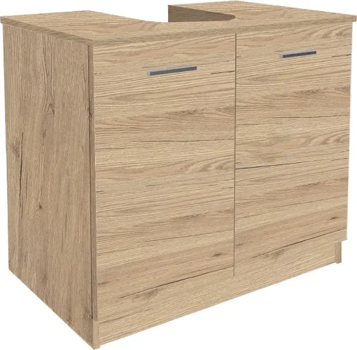 Mobile in legno bagno sottolavello copricolonna con 2 ante Quercia