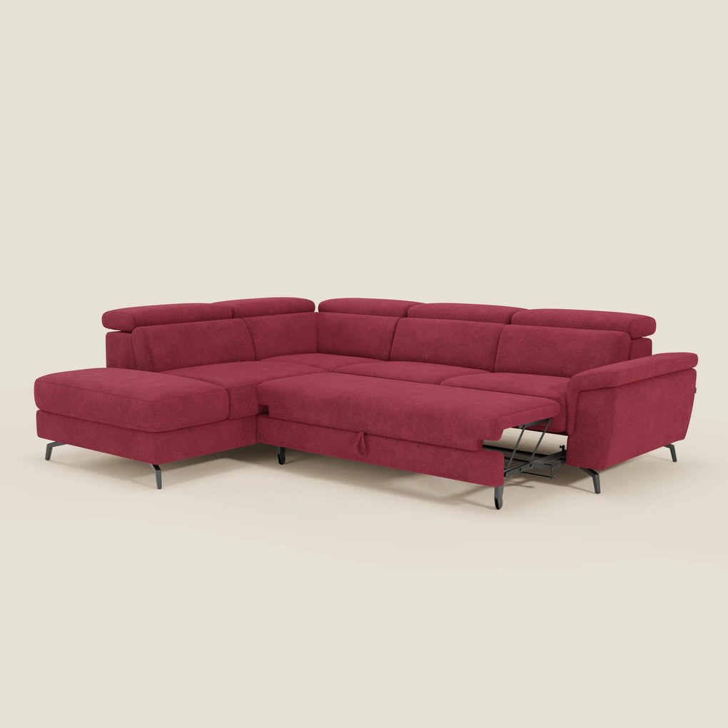 Estro Divano angolare estraibile - poggiatesta reclinabili in tessuto impermeabile T14 rosso