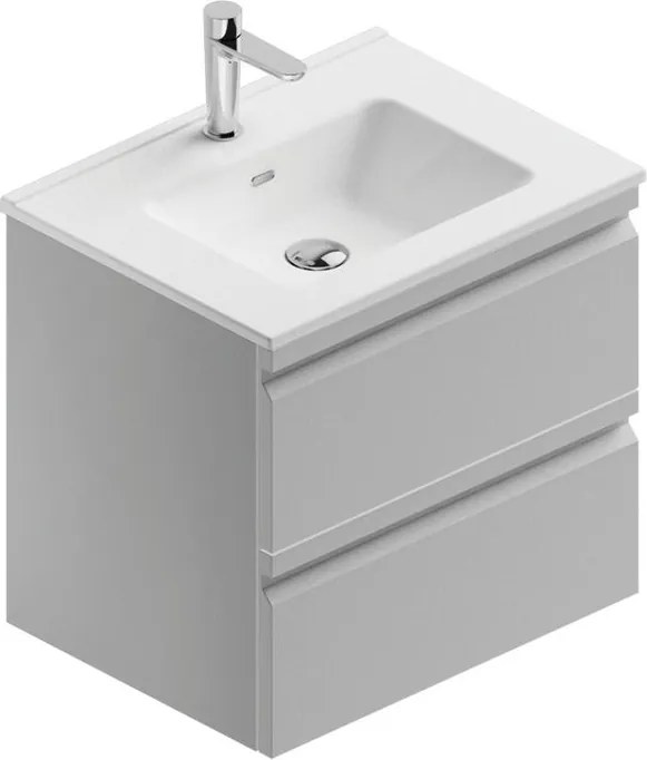 Mobile bagno sospeso con lavabo L 60 x H 56 x P 46 cm grigio artico opaco in mdf 2 cassetti per vasca centrale Pull