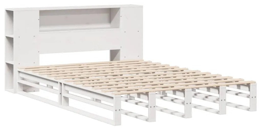 Letto libreria senza materasso bianco 140x200 cm legno massello