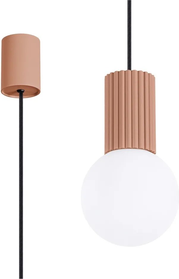 Lampadario marrone chiaro con paralume in vetro ø 12 cm Orbital – Sollux