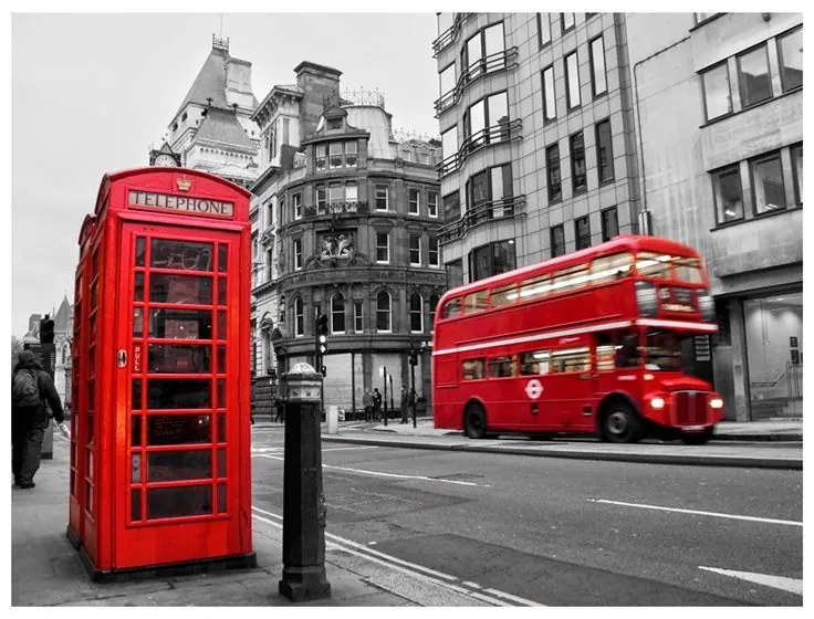 Fotomurale Cabina telefonica e autobus a due piani: Londra