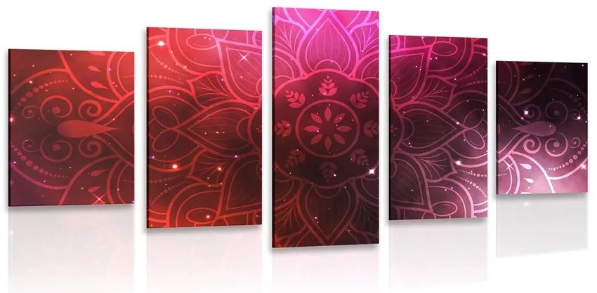 Quadri 5 pezzi – Mandala con sfondo galattico