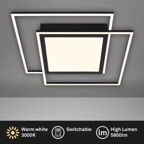 Brilo - Plafoniera LED 2xLED/16W/230V + LED/19W 51,5x51,5 cm nera