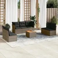 Set Divano da Giardino 8 pz con Cuscini Grigio in Polyrattancod mxl 89634