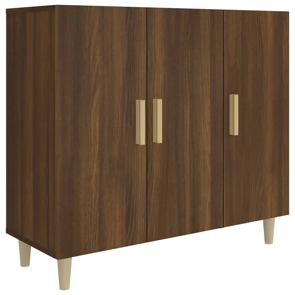 Credenza rovere marrone 90x34x80 cm in legno multistrato