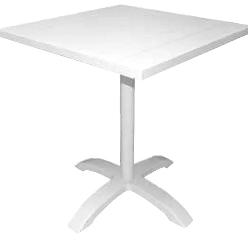 Tavolo da pranzo per giardino struttura e superficie in Alluminio  bianco per 4 persone 70x70cm