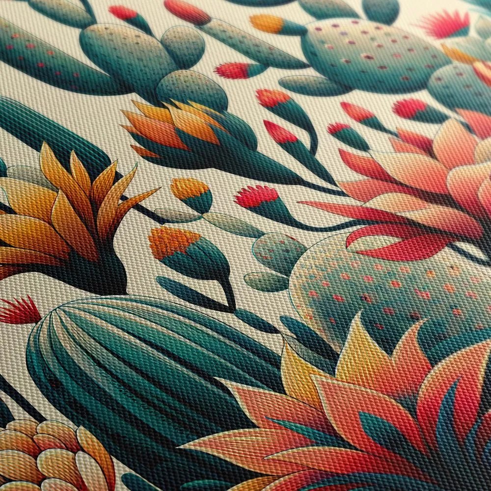 Quadro su tela – Fiori e cactus nel deserto
