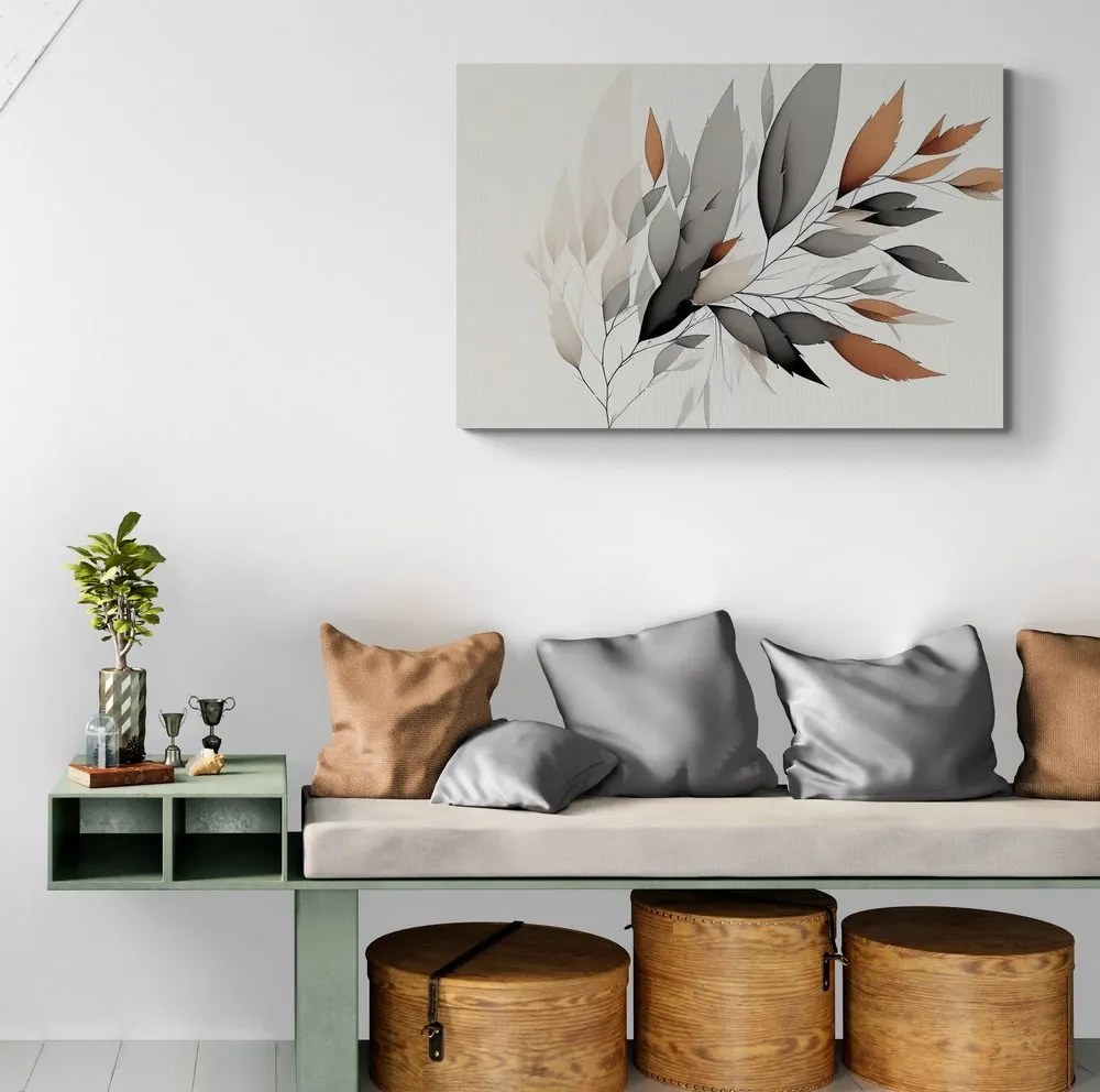 Quadro su tela – Ramo di foglie minimalista