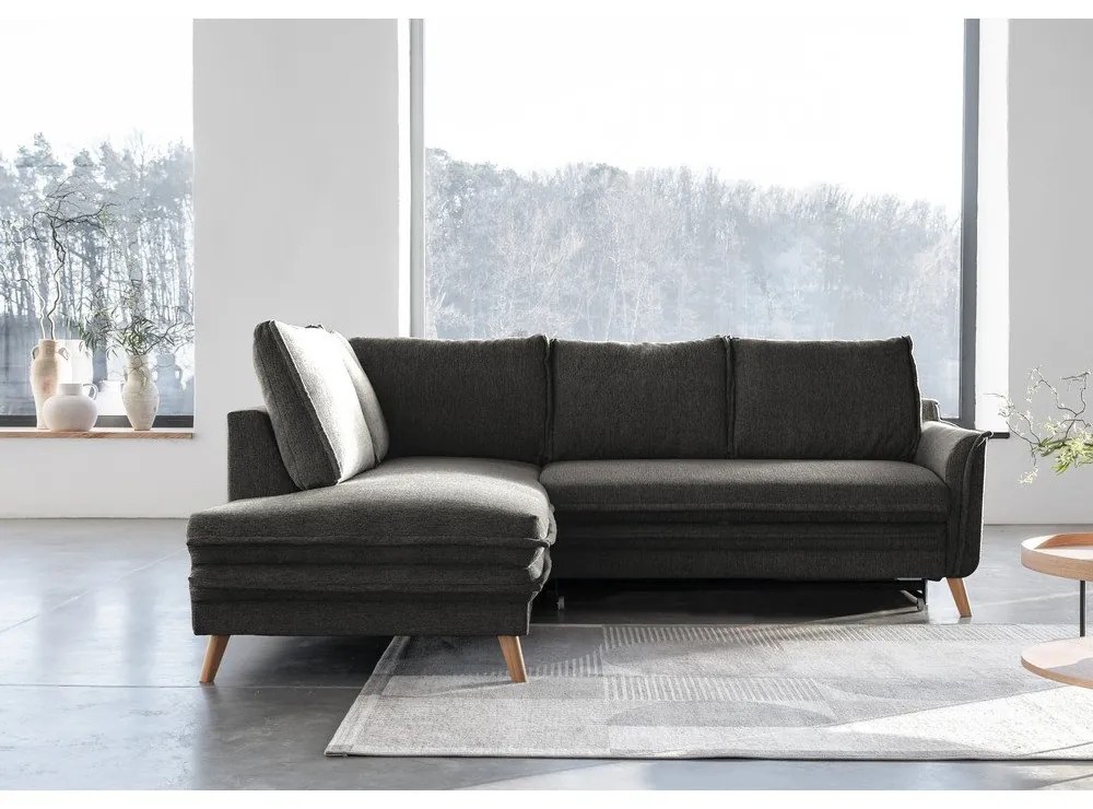 Divano letto angolare grigio scuro (angolo sinistro) Charming Charlie - Miuform