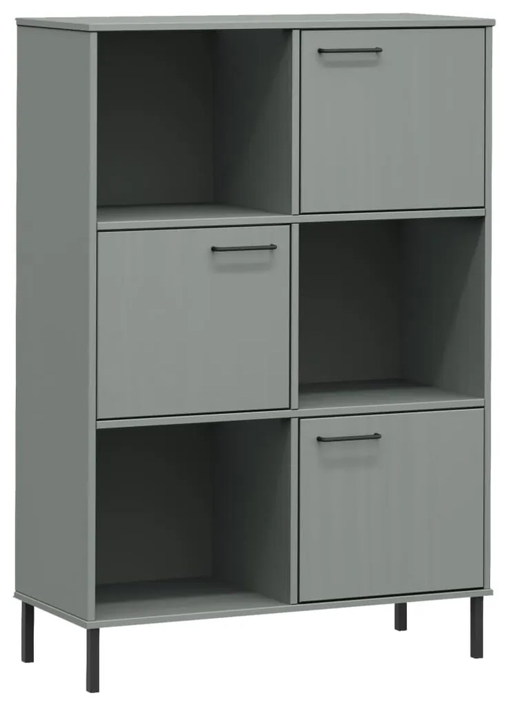 Libreria con Gambe Metallo Grigio 90x35x128,5 cm Massello OSLO