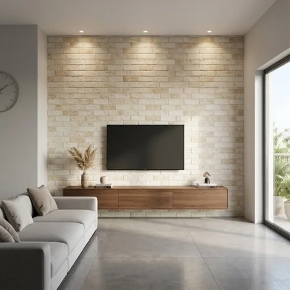 Rivestimento Effetto Muretto Mattoncini 16x40 In Gres Porcellanato Bristol Crema
