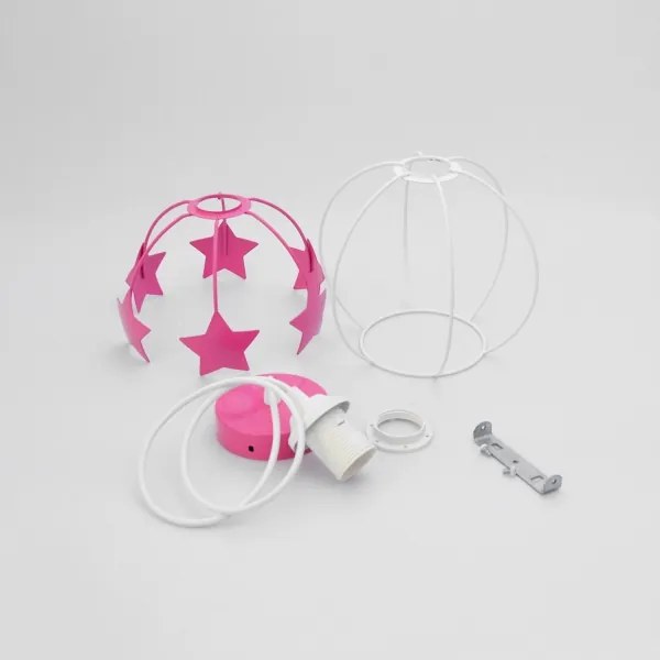 Lampadario a sospensione per bambini STARS 1xE27/15W/230V rosa/bianco