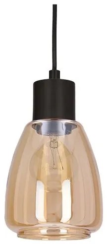 Lampadario a sospensione con filo MOLDO 1xE27/40W/230V nero/fumé beige