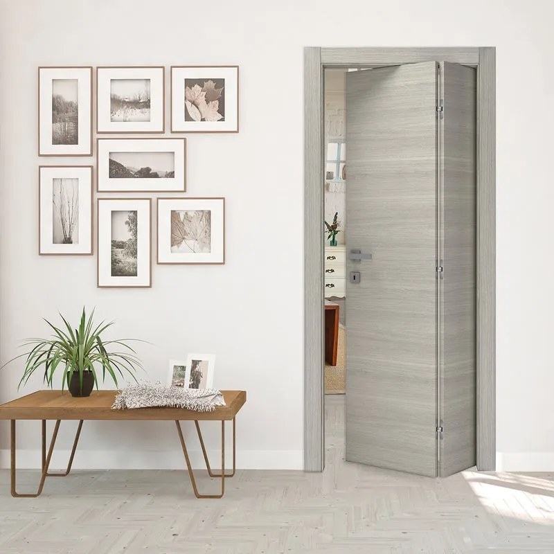 Porta pieghevole a libro asimmetrica Cambridge rovere grigio L 70 x H 210 cm destra