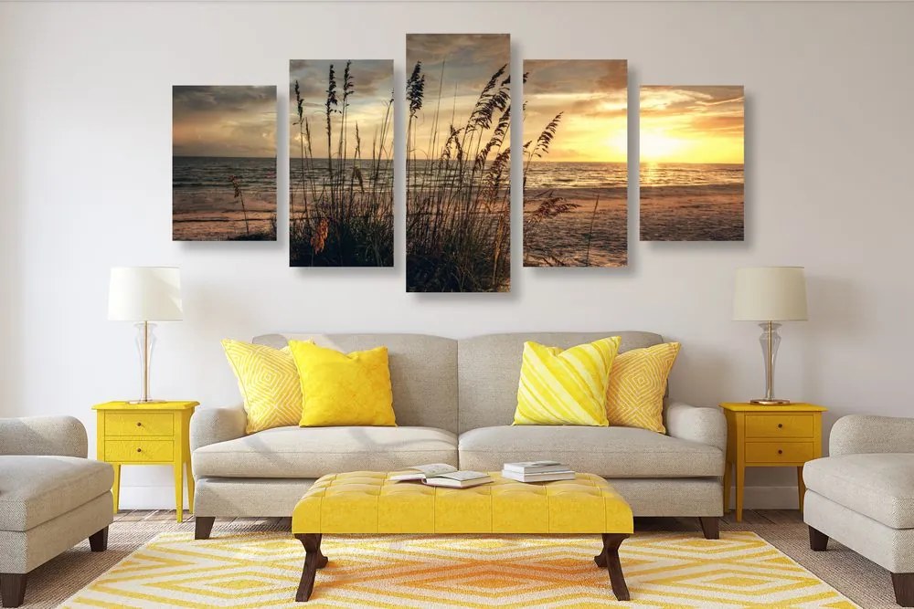 Quadri 5 pezzi – Tramonto sulla spiaggia