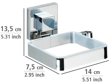 WENKO 22682100 -Supporto per asciugacapelli VACUUM-LOC QUADRO ED 13,5x14 cm argento/cromo