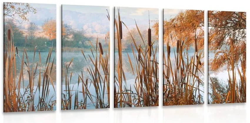 Quadri 5 pezzi – Fiume nella natura autunnale