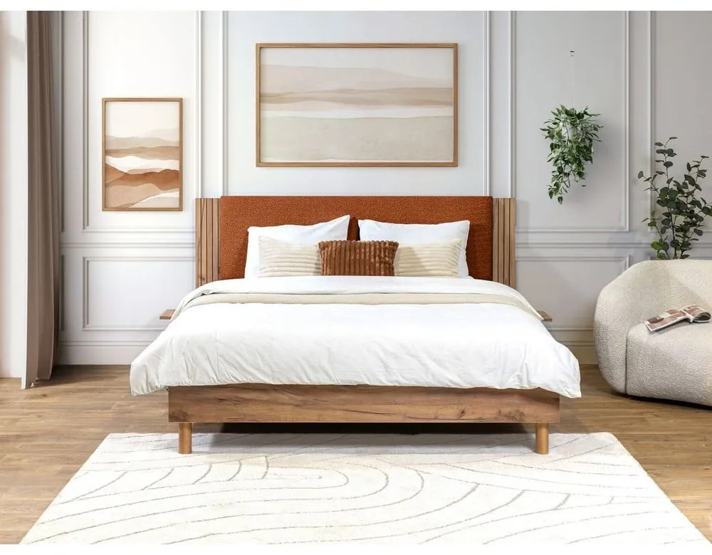 Letto matrimoniale arancione con rete inclusa 160x200 cm Lior – Bobochic Paris