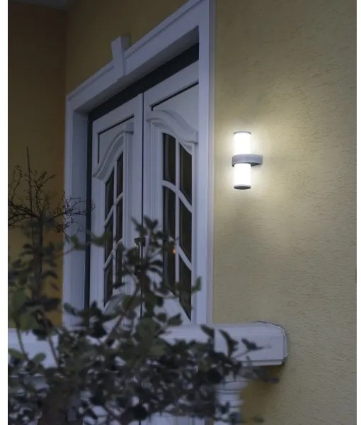 EGLO 86541 - Applique da esterno BEVERLY 2xE27/60W argento / bianco