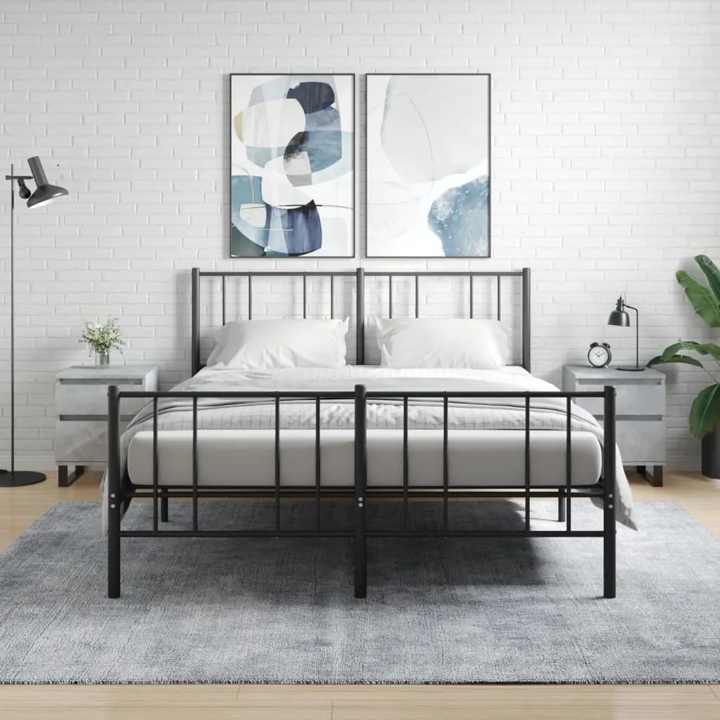 Comodini 2pz Grigio Cemento 40x35x50 Cm İn Legno Multistrato /