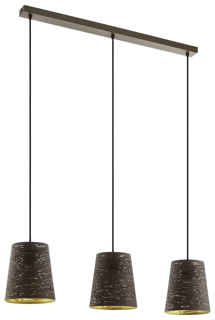 Lampadario A Sospensione Minimal Segezia Acciaio Moka Oro 3 Luci E27