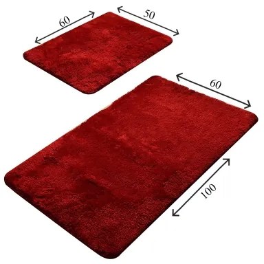 SET 2x Tappeto bagno 60x100 cm rosso