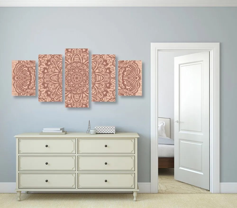 Quadri 5 pezzi – Mandala floreale
