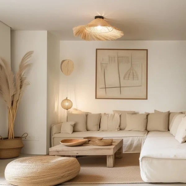 Brilagi - Lampada da soffitto LED CERIA BOHO 1xE27/40W/230V Ø 70 cm rattan