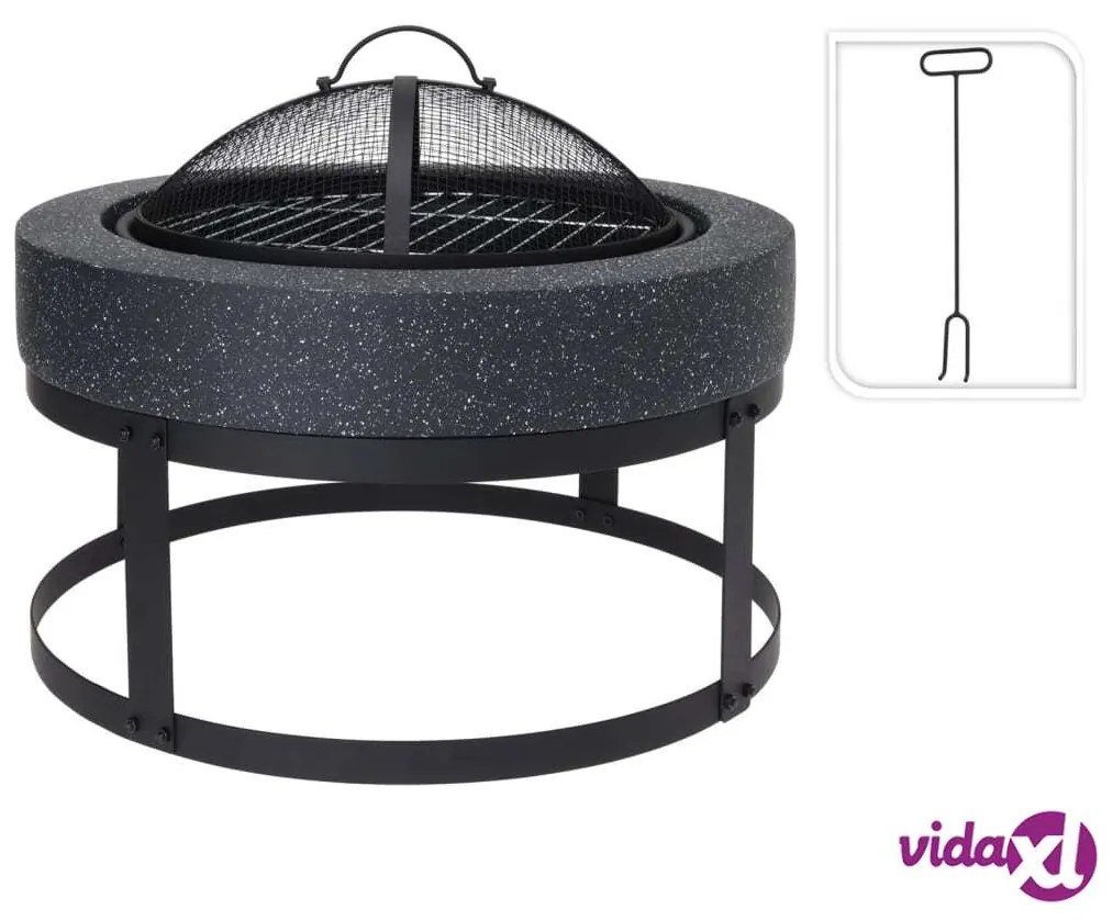 ProGarden Braciere Rotondo con Griglia 50,5x50,5x37 cm Nero