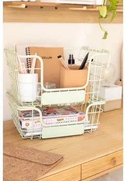 Cestino portaoggetti Zebat Celadon & Confezione Medio + Grande - Sklum