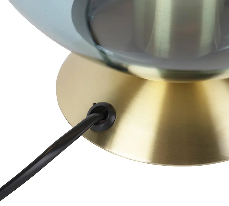 Lampada da tavolo Art Déco in ottone con vetro blu - Pallon