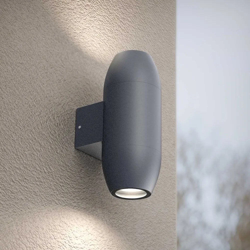 Applique Ovale Bidirezionale IP65 GU10 per esterni, Grande - Grigia Colore del corpo Grigio