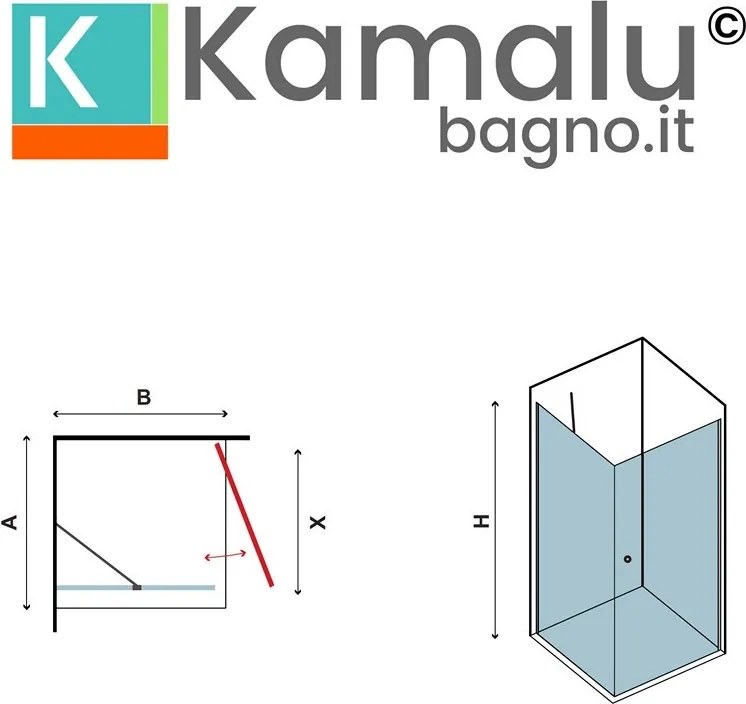 Box doccia 70x100 anta battente 70 e fisso 100 cm modello KS2800S - KAMALU