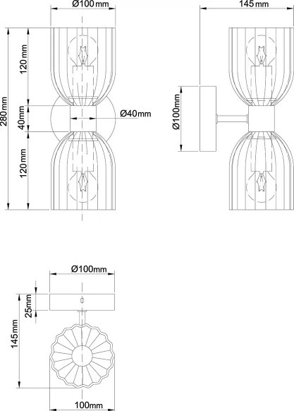 Applique PIEGA 2xE14/10W/230V ottone/beige fumé