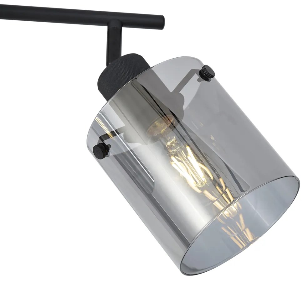 Faretto da soffitto di design nero con vetro fumé 3 luci - Domo
