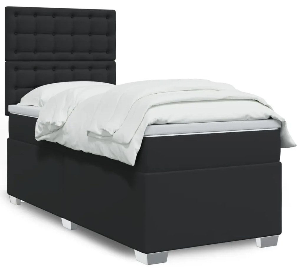 Giroletto A Molle Con Materasso Nero 90x200 Cm İn Similpelle /