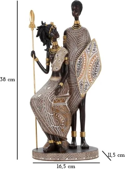 Masai Tribal Famiglia Cm 16,5X11,5X38