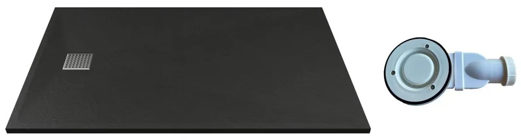 Piatto per doccia da posare o da a incasso 120 x 80 cm in Resina con sifone Nero - MIRNOSA