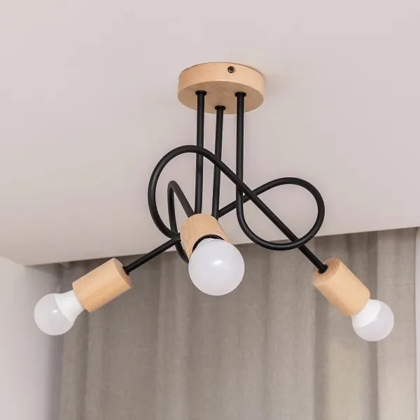 Plafoniera OXFORD 3xE27/15W/230V pino/nero