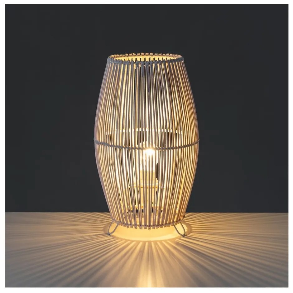 Lampada da tavolo bianca con paralume in bambù (altezza 29 cm) - Casa Selección