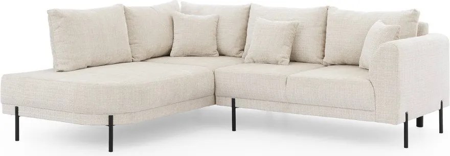 Divano angolare beige (con penisola a sinistra/a L) con rivestimento in ciniglia Mauris – Ropez