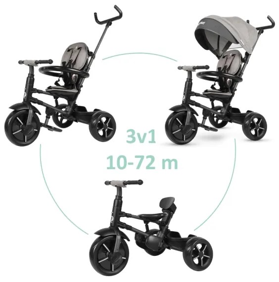 QPlay - Triciclo per bambini 3in1 RITO STAR grigio chiaro