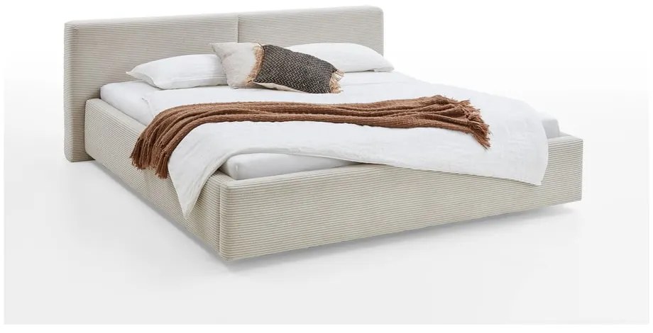 Letto matrimoniale imbottito beige rete non inclusa 160x200 cm Cube – Meise Möbel