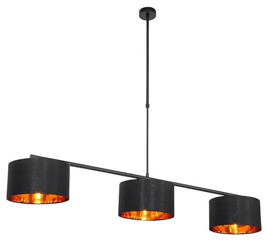 Sospensione moderna nera con oro 125 cm 3 luci - VT 3