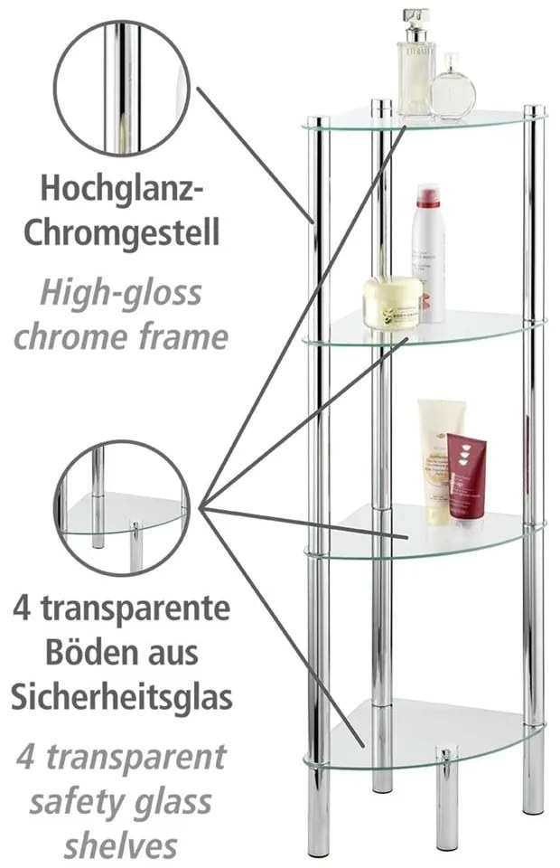 Scaffale ad angolo con 4 scomparti Angolo Yago - Wenko