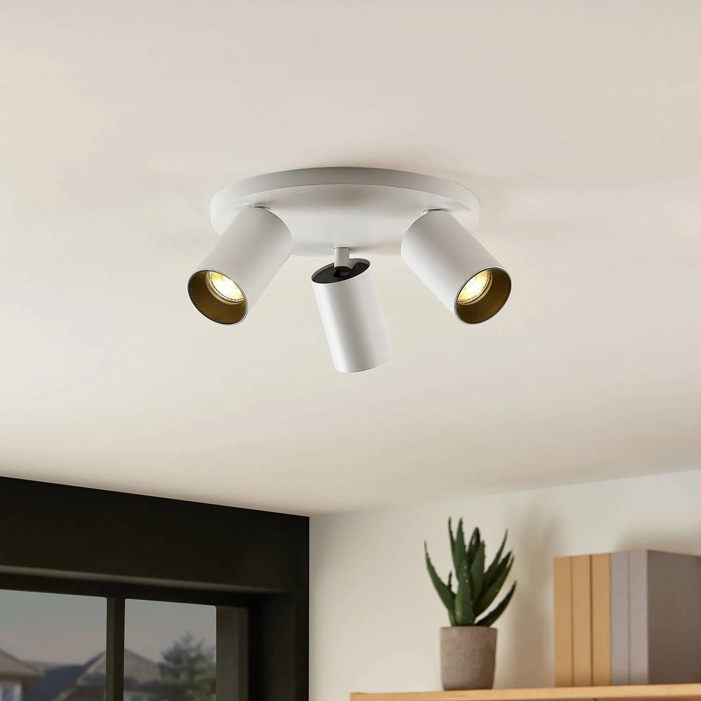 Faretto Arcchio Brinja, bianco, rotondo, Ø 6 cm, a 3 luci, GU10 Brinja Arcchio, dimmerabile, Bianco / Opale, Corridoio, Alluminio, Moderno, Faretto