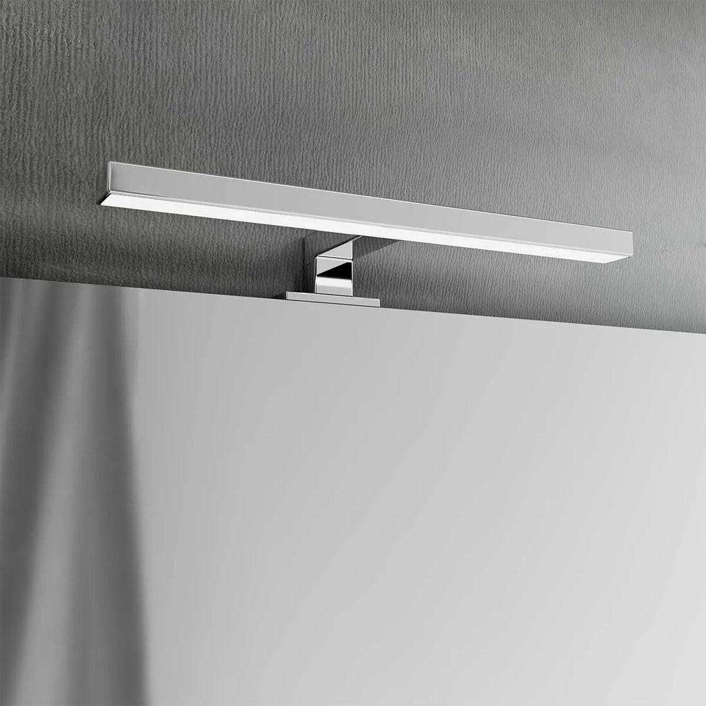 Lampada LED da Specchio 30cm Cromata 6W IP54 Tripla Installazione Colore Bianco Caldo 3.000K