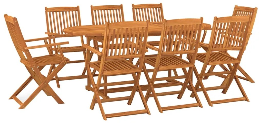 Set da pranzo da giardino 9 pz in legno massello di acacia